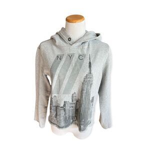Womens Brooklyn Calling NYC Empire State Raw Hem Hoodie Sweatshirt  - Sz S